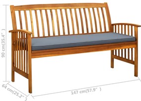 Banco de jardim c/ almofadão 147 cm madeira de acácia maciça