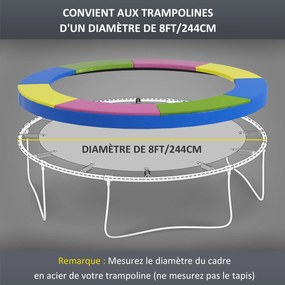 Almofada de proteção para trampolim de 305 cm (ESTRUTURA NÃO INCLUIDA) com cordão elástico resistente às intempéries e aos raios UV, multicolorida