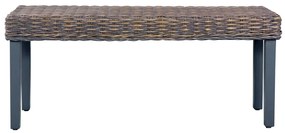 Banco 110cm vime Kubu natural e madeira mangueira maciça cinza