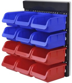 Organizador ferramentas montado na parede, 2 pçs, vermelho &amp; azul