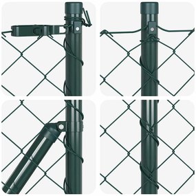 Conjunto de Postes de Cerca Verde 0.8 x 25 m Aço Galvanizado