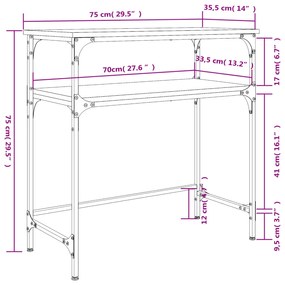 Mesa consola 75x35,5x75 cm derivados de madeira preto