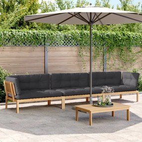 vidaXL 4 pcs móveis de paletes p/ jardim c/ almofadões acácia maciça