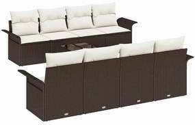 Conjunto de Sofá de Jardim com 9 Peças e Almofadas de Rattan Sintético