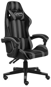 Cadeira estilo corrida couro artificial preto e cinzento