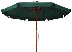 Guarda-sol de exterior com poste em madeira 330 cm verde