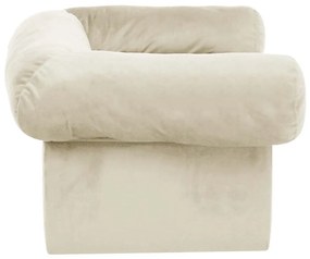 Sofá para cães com gaveta 75x50x38 cm pelúcia cor creme
