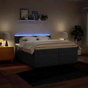 Cama com molas/colchão 200x200 cm tecido azul