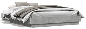 vidaXL Estrutura de cama com luzes LED 160x200 cm cinzento cimento