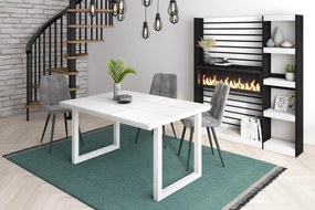 Mesa de sala de jantar | 6 pessoas | 140 | Robusto e estável graças à sua estrutura e pernas sólidas | Ideal para reuniões familiares | Branco | Estil