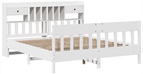 Cama sem colchão 180x200 cm madeira de pinho maciça branco