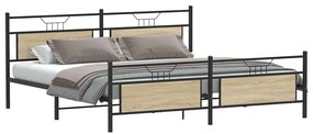 Estrutura de cama sem colchão 200x200cm metal carvalho sonoma