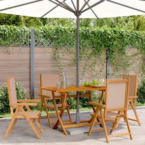 vidaXL Cadeiras jardim reclin. 4 pcs tecido/madeira maciça