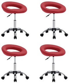 vidaXL Cadeiras jantar giratórias 4pcs couro art vermelho tinto