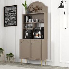 Armário de Cozinha/Sala "Caffè" - Atlas e Dourado - 81.3x201x35cm - De