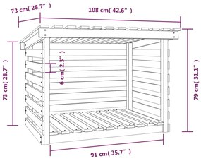 Suporte para lenha 108x73x79 cm pinho maciço branco