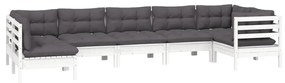 7 pcs conjunto lounge de jardim c/ almofadões pinho branco