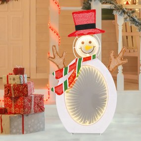 Boneco de neve Decoração de Natal pré-iluminado com 2 luzes de túnel Chapéu e Cachecol interior e exterior 42 x 30 x 64 cm branco