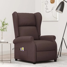 vidaXL Poltrona de massagens elétrica tecido castanho-escuro