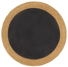 vidaXL Tapete trançado redondo 90 cm juta e algodão preto e natural