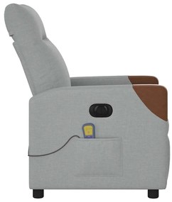 Poltrona de massagens reclinável elétrica tecido cinzento-claro