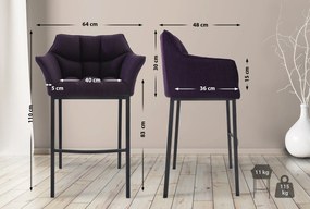 Banco de bar Damaso em tecido e com estrutura preta 64 x 110 x 48 cm Roxo