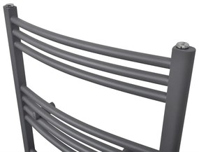 Aquecedor toalhas casa de banho curvo 480 x 480 mm cinzento