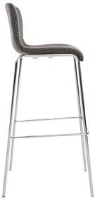 Conjunto de 2 bancos de bar Hoover em tecido e com estrutura cromada 43 x 100 x 48 cm Cinzento