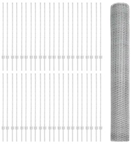 Postes de Cerca vidaXL 22 pcs U-Channel 120 cm Aço Galvanizado