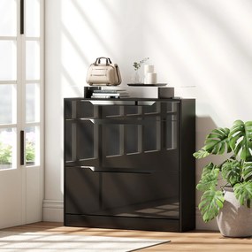 Sapateira 2 gavetas basculantes, 1 gaveta deslizante, 1 balcão, 89 x 23 x 96 cm, preto