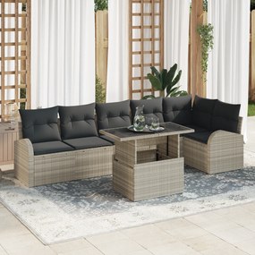 Conjunto de Sofá de Jardim vidaXL com Almofadas Cinza Claro Rattan Sin