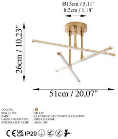 Chandelier Ledflower – Dourado – 51 cm x 26 cm x 51 cm