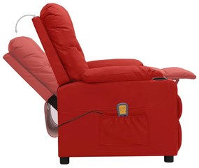 Poltrona massagens elevatória couro artificial vermelho tinto