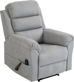 HOMCOM Poltrona de Massagem Reclinável Manual 135° Aquecedora, Encosto de Cabeça Regulável, Chenille, Cinza Claro | Aosom Portugal