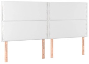 Cama box spring c/colchão/LED 160x200cm couro artificial branco