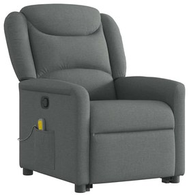 Poltrona elevatória de massagens tecido cinzento-escuro
