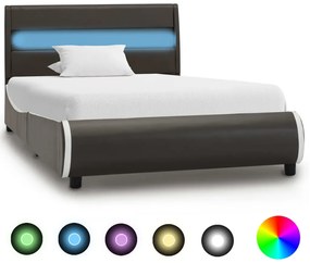 vidaXL Estrutura de cama c/ LED 100x200 cm couro artificial antracite