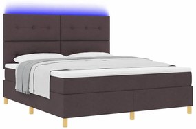 Camas Box Spring com Colchão e LED Castanho Escuro 180x200 cm Tecido