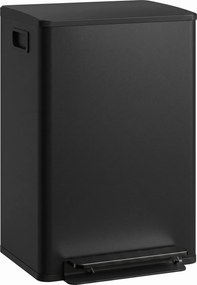 HOMCOM Lixeira cozinha 50L, lixeira com pedal, balde interior removível, tampa com fechamento suave, 41,7x36,6x62cm, preto | Aosom Portugal
