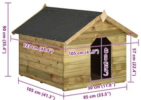 Casota para cão com telhado de abrir pinho impregnado