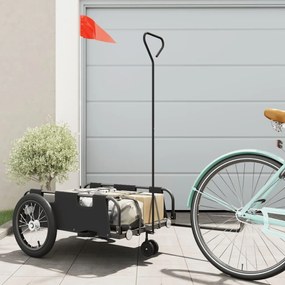 vidaXL Reboque de bicicleta tecido oxford/ferro preto