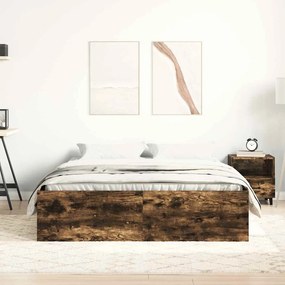 Estrutura de cama 140x190 cm carvalho fumado
