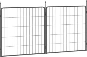 PawHut Conjunto de 2 Extensões para Cercado de Filhotes, Painéis de Cerca para Cães, Playground para Animais de Estimação, Cerca para Filhotes em Aço, Cinza | Aosom Portugal