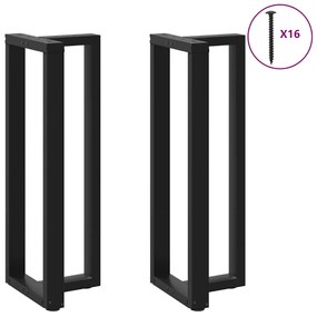 Pés de mesa de bar em forma de T, 2 peças, preto, 50x35x(110-111) cm,