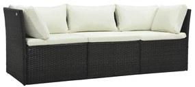 4 pcs conjunto lounge jardim c/ almofadões vime PE castanho