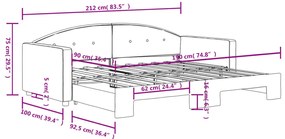 Sofá-cama com gavetão 90x190 cm veludo cinzento-escuro