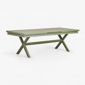Mesa De Jantar Retangular Extensível De Alumínio Karena 180-240x90 Cm Verde Azeitona Intenso & 180 - 240 X 90 Cm - Sklum