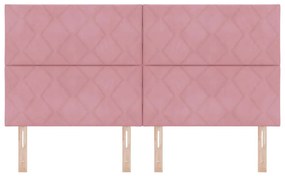 <strong>Cabeceira em veludo rosa</strong> da com design de blocos de d