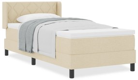 Cama Box Spring vidaXL com Colchão Creme 90x190 cm Tecido, Cabeceira v