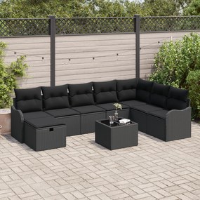 Conjunto de Sofá de Jardim vidaXL de 9 Peças com Almofadas Rattan Pret